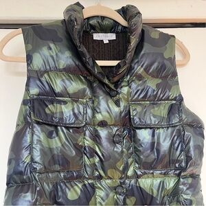 Anatomie Green Camo Puffer Vest with Knit Back